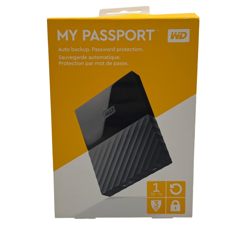 WD My Passport 1TB Portable External Hard Drive Black WDBYNN0010BBK-WESN